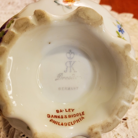 Dresden Creamer Richard Klemm Germany floral Bailey Banks Biddle - Picture 9 of 13